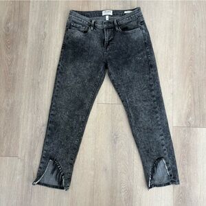 Frame Womens Jeans Sz 25 Gray Black Distressed Le Garcon Crop Mid Rise Cotton